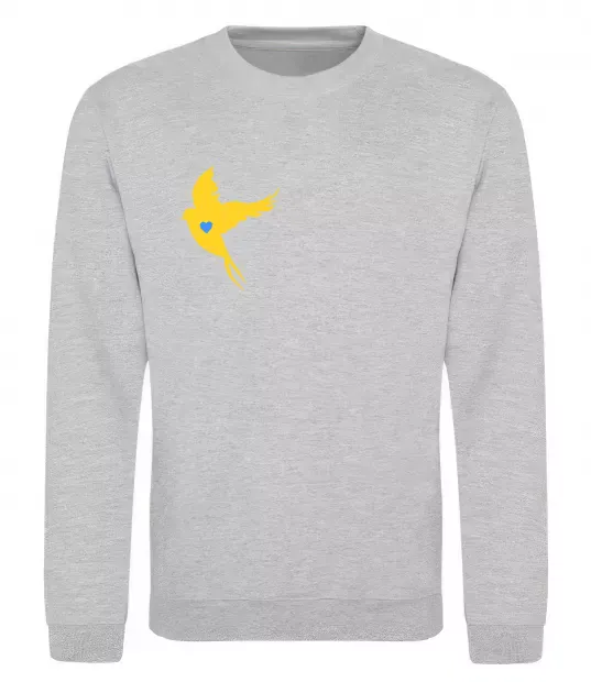 Свитшот Ластівка жовта парні ВИШИВКА Серый меланж фото