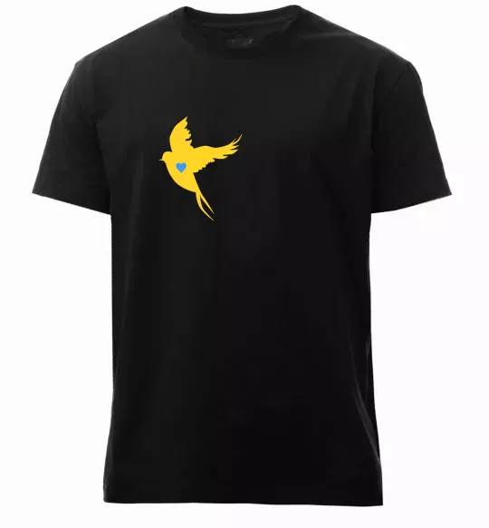 Мужская премиум футболка Ластівка жовта парні ВИШИВКА Черный фото