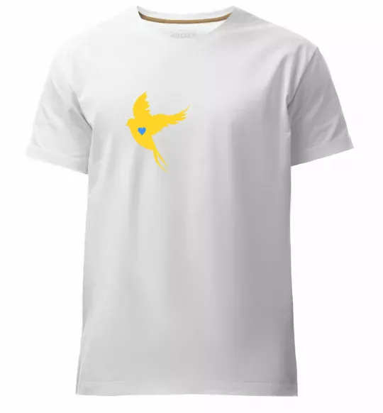 Мужская премиум футболка Ластівка жовта парні ВИШИВКА Белый фото