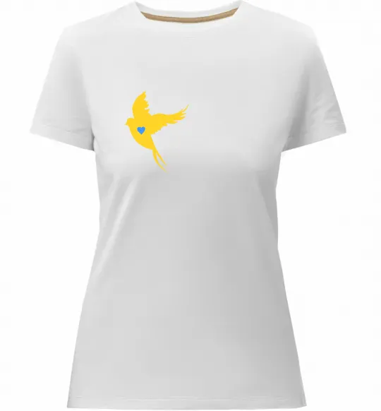 Женская премиум футболка Ластівка жовта парні ВИШИВКА Белый фото