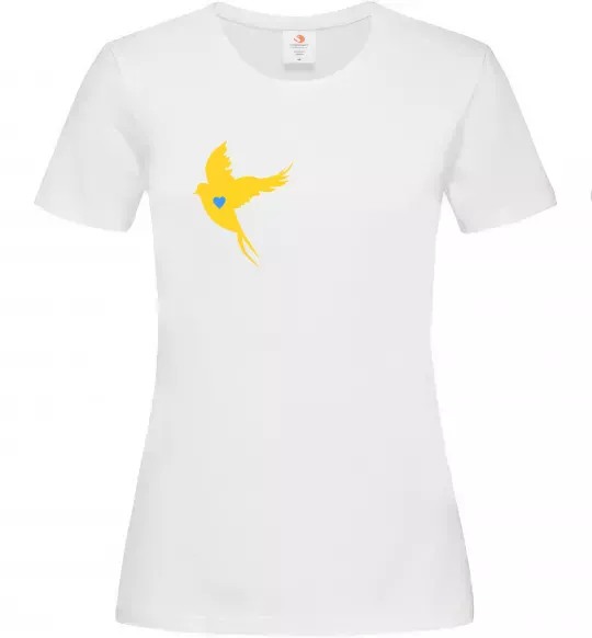 Жіноча футболка Ластівка жовта парні ВИШИВКА Білий фото