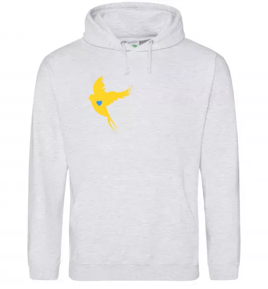 Мужская толстовка (худи) Ластівка жовта парні ВИШИВКА Серый меланж фото