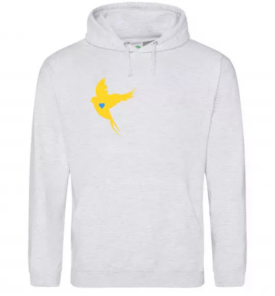 Жіноча толстовка (худі) Ластівка жовта парні ВИШИВКА Сірий меланж фото