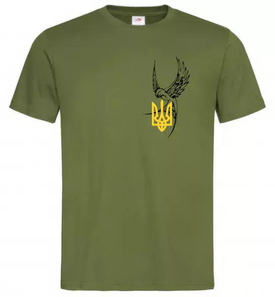 Мужская футболка Ластівка Герб ВИШИВКА Оливковый фото