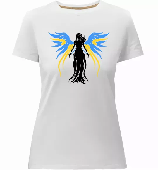 Жіноча преміум футболка Україна Янгол Білий фото