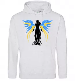 Мужская толстовка (худи) Україна Янгол Серый меланж фото