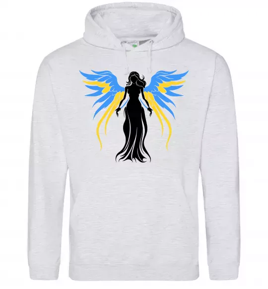 Жіноча толстовка (худі) Україна Янгол Сірий меланж фото