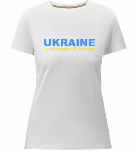 Женская премиум футболка Ukraine capital of freedom Белый фото
