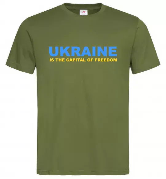 Мужская футболка Ukraine capital of freedom Оливковый фото
