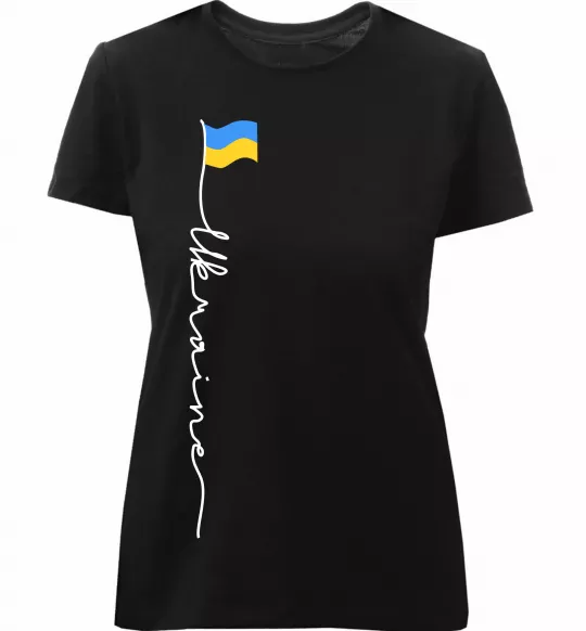 Женская премиум футболка Ukraine Flag Черный фото
