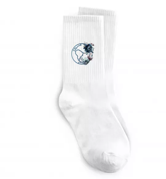 Шкарпетки Земля квіти Білий фото