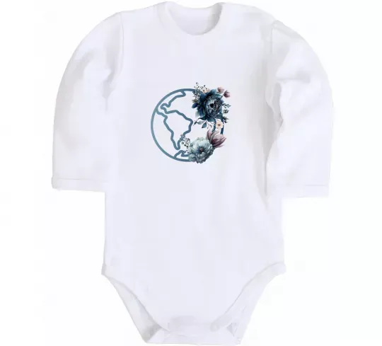 Дитячий бодік Земля квіти Білий фото