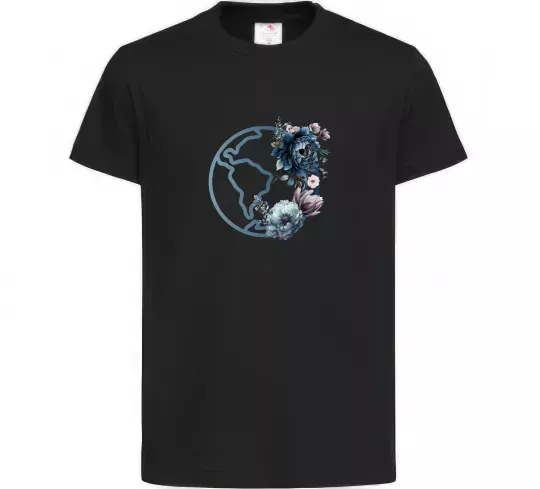 Дитяча футболка Земля квіти Чорний фото