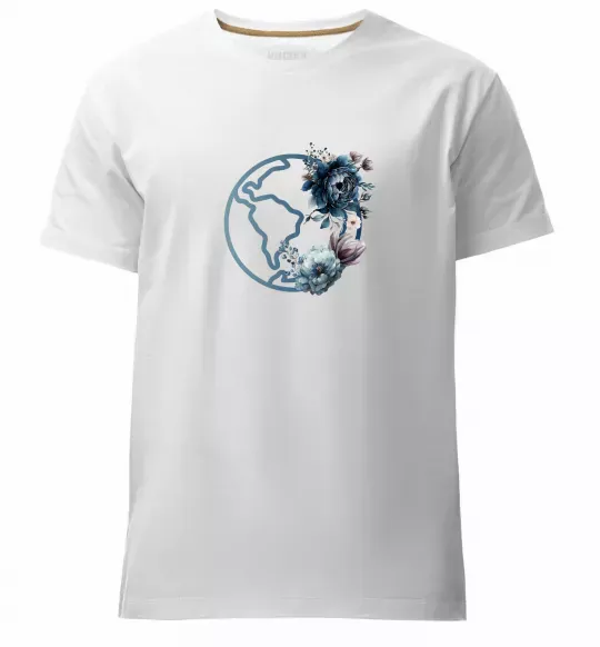 Мужская премиум футболка Земля квіти Белый фото