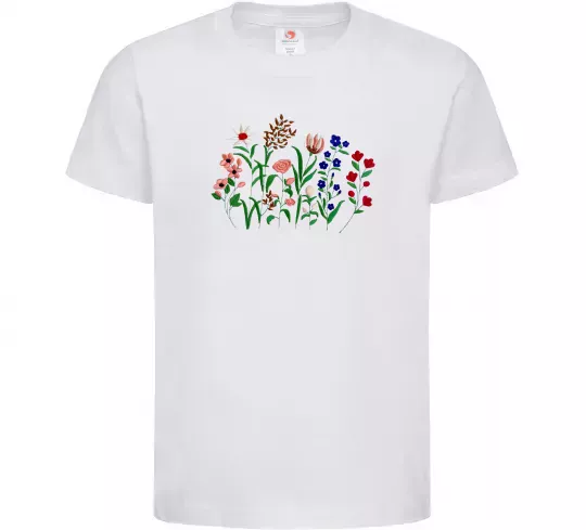 Дитяча футболка Квіти ВИШИВКА Білий фото