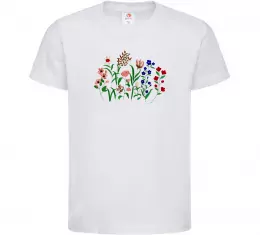 Дитяча футболка Квіти ВИШИВКА Білий фото