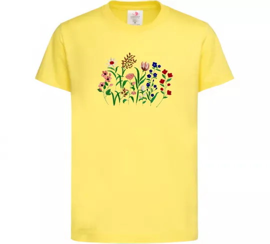 Дитяча футболка Квіти ВИШИВКА Лимонний фото
