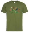 Чоловіча футболка Квіти ВИШИВКА Оливковий фото