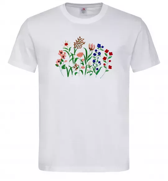 Чоловіча футболка Квіти ВИШИВКА Білий фото