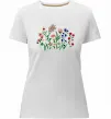 Жіноча преміум футболка Квіти ВИШИВКА Білий Жіноча преміум футболка Квіти ВИШИВКА Білий фото