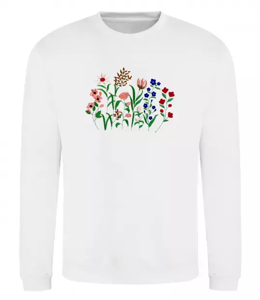 Світшот Квіти ВИШИВКА Білий фото