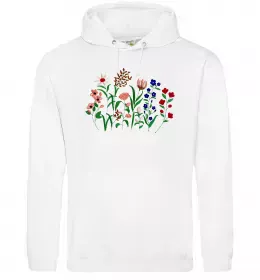 Мужская толстовка (худи) Квіти ВИШИВКА Белый фото