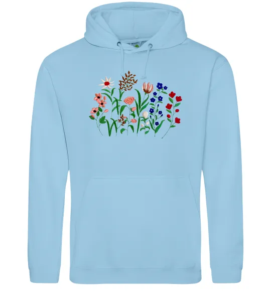 Чоловіча толстовка (худі) Квіти ВИШИВКА Блакитний фото