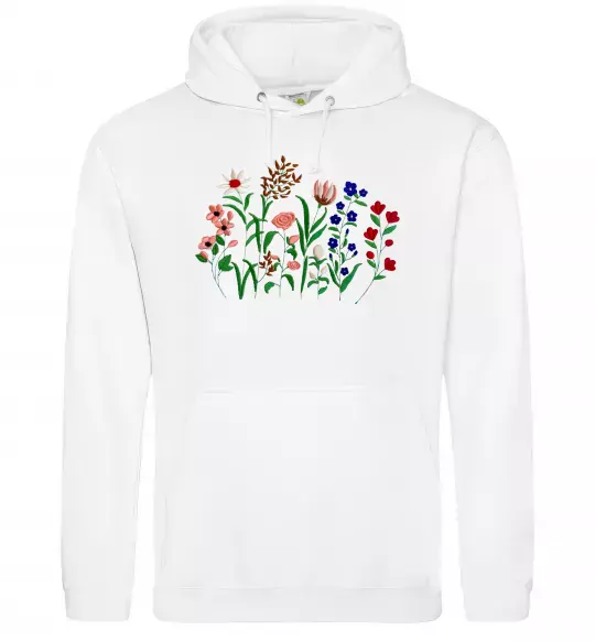 Женская толстовка (худи) Квіти ВИШИВКА Белый фото