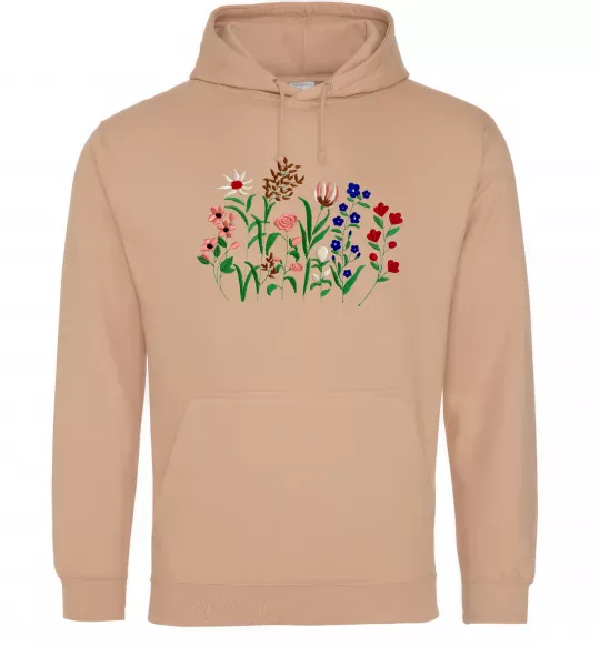 Женская толстовка (худи) Квіти ВИШИВКА Песочный фото