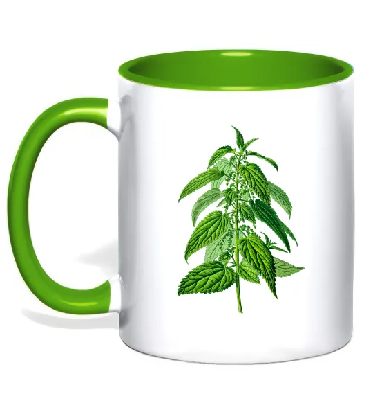 Чашка з кольоровою ручкою Кропива Лаймовий фото