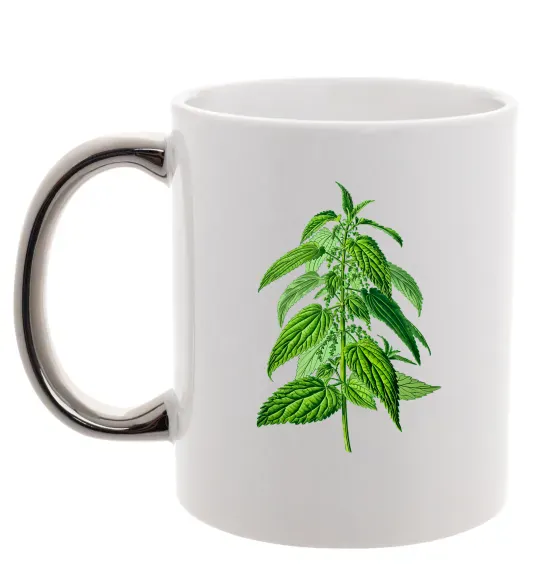 Чашка с цветной ручкой Кропива Серебро фото