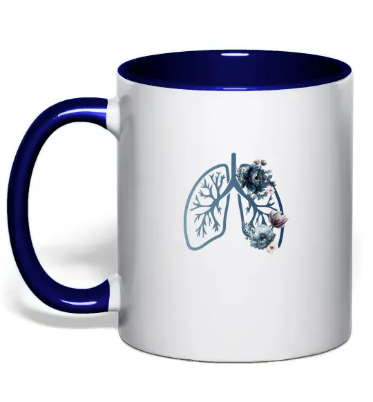 Чашка з кольоровою ручкою Легені квіти Глибокий темно-синій фото