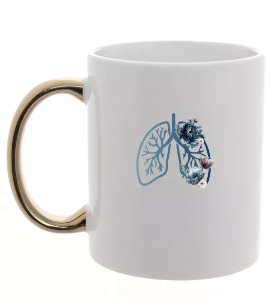 Чашка з кольоровою ручкою Легені квіти Золото фото