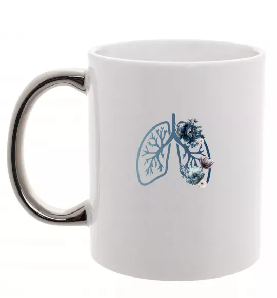 Чашка з кольоровою ручкою Легені квіти Срібло фото