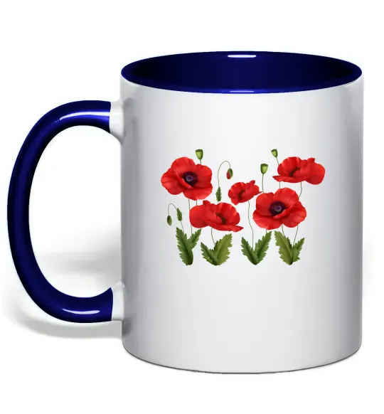 Чашка з кольоровою ручкою Маки Глибокий темно-синій фото