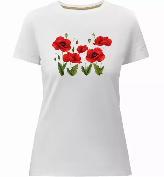 Женская премиум футболка Маки Белый фото