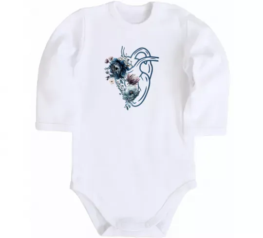 Детский боди Серце квіти Белый фото