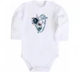 Детский боди Серце квіти Белый фото