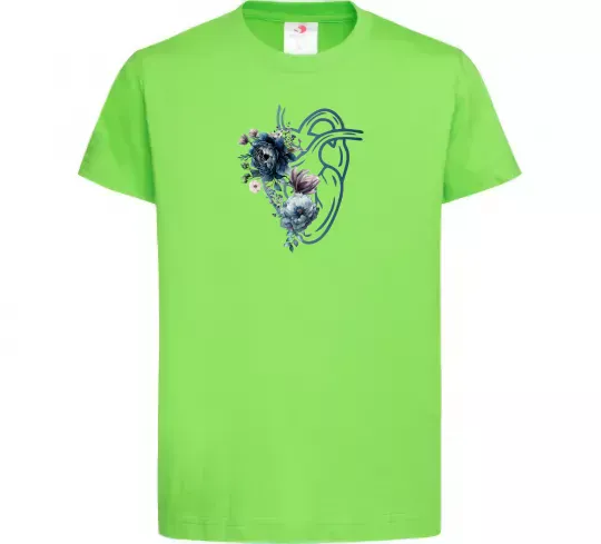 Детская футболка Серце квіти Лаймовый фото