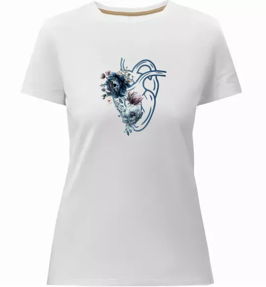 Жіноча преміум футболка Серце квіти Білий фото