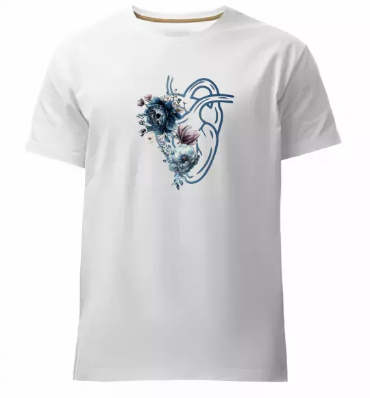 Мужская премиум футболка Серце квіти Белый фото
