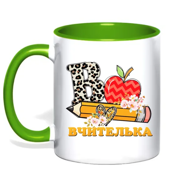 Чашка с цветной ручкой В - Вчителька Лаймовый фото