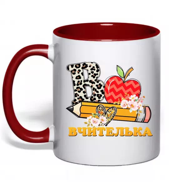 Чашка с цветной ручкой В - Вчителька Красный фото