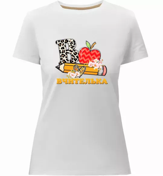 Женская премиум футболка В - Вчителька Белый фото