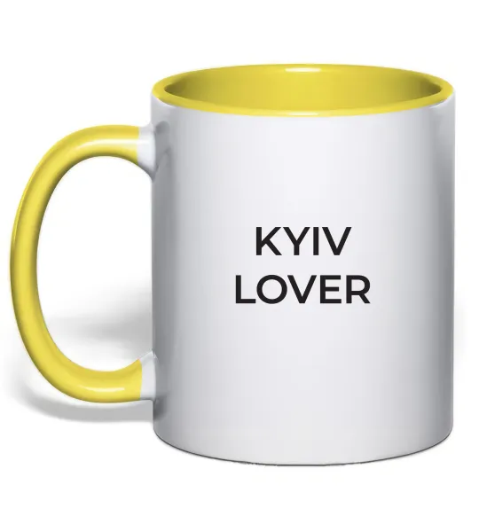 Чашка с цветной ручкой Kyiv lover Лимонный фото