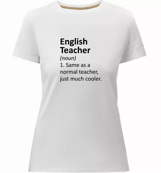Жіноча преміум футболка English teacher Білий фото