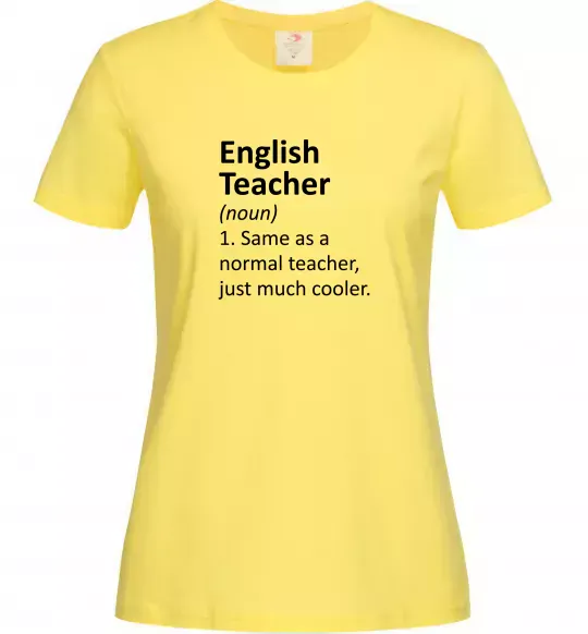 Женская футболка English teacher Лимонный фото