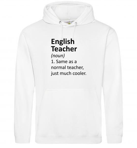 Мужская толстовка (худи) English teacher Белый фото