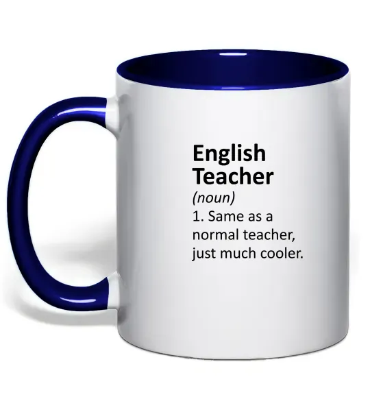 Чашка с цветной ручкой English teacher Глубокий темно-синий фото