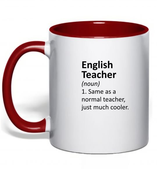 Чашка з кольоровою ручкою English teacher Червоний фото